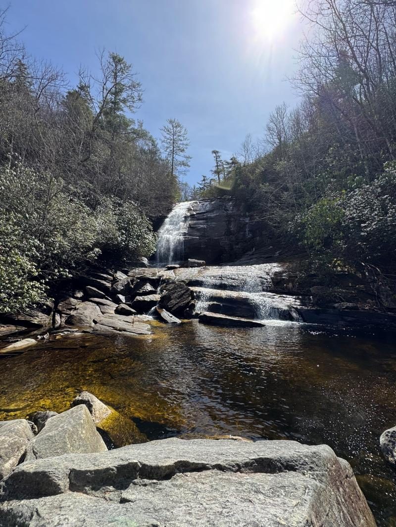 Waterfall and swimming hole in Panthertown Valley